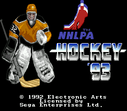 NHLPA Hockey 93 (USA, Europe) (v1.1) Title Screen
